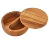 OLIVE WOOD LARGE SALT/PEPPER CELLAR WITH MAGNETIC PIVOTING LID